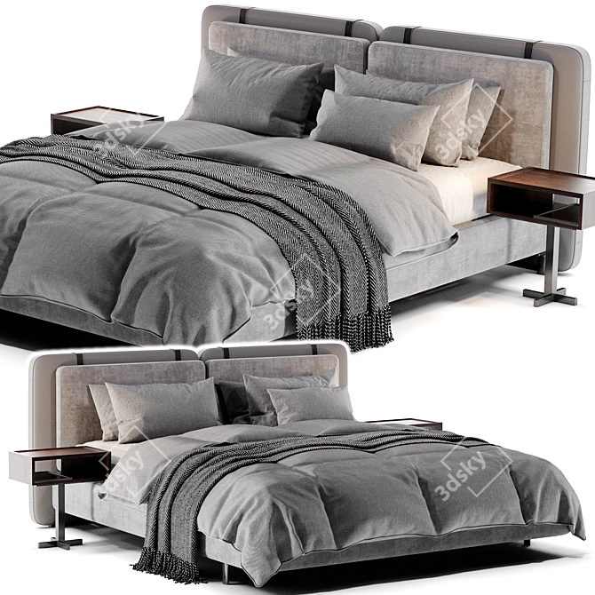 Sophisticated Minotti Tatlin Soft Bed 3D model image 1