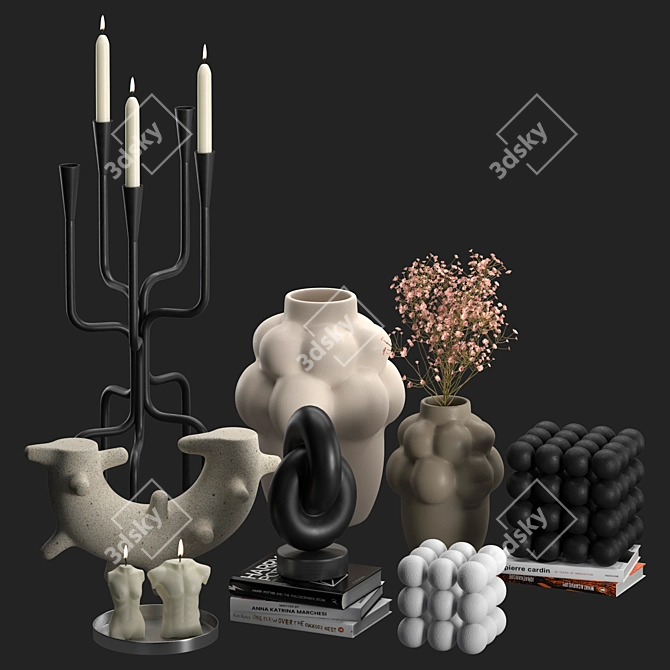 Stylish Corner Design Decor Set 3D model image 3