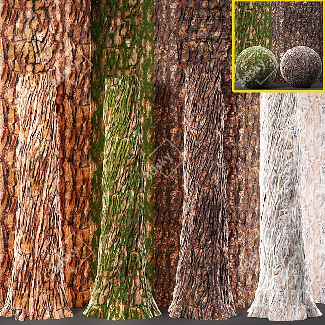 Tree Bark Texture Set 3D model image 1