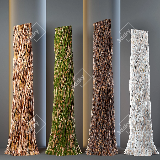 Tree Bark Trunk Textures Bundle 3D model image 2