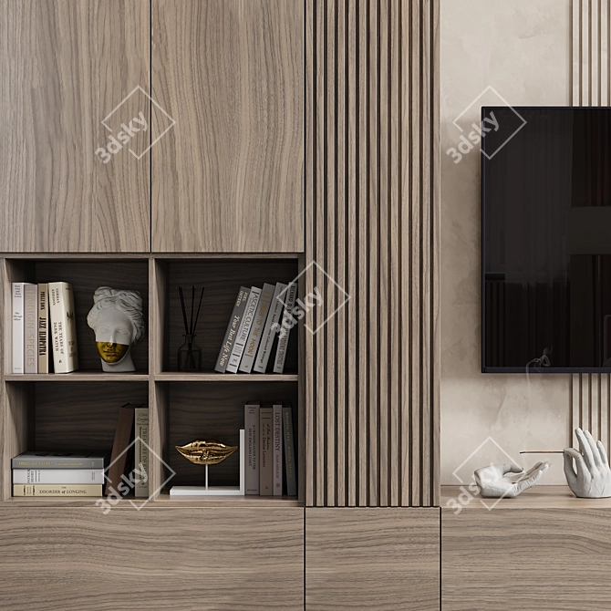 Contemporary TV Wall Unit 02 3D model image 2