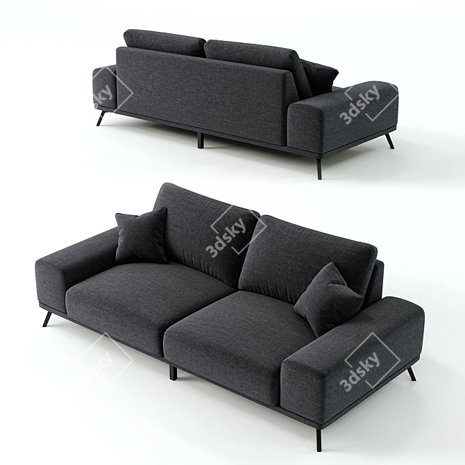 Modern Graphite Textile Ron Sofa 3D model image 2