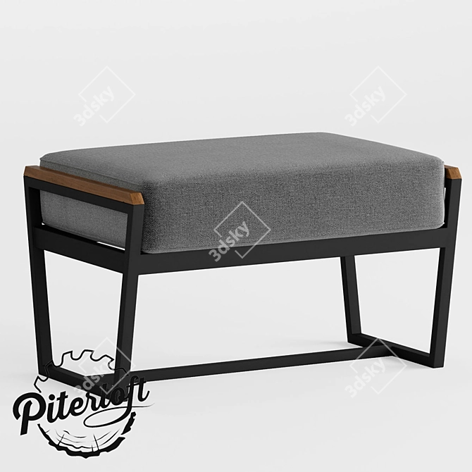 Brown Loft Style Ottoman 3D model image 1