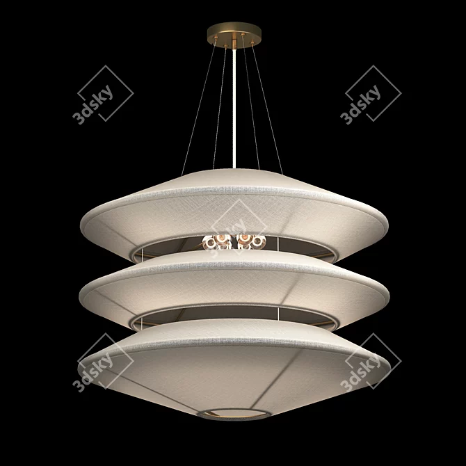 Elegant Kyoto Chandelier Light Fixture 3D model image 2