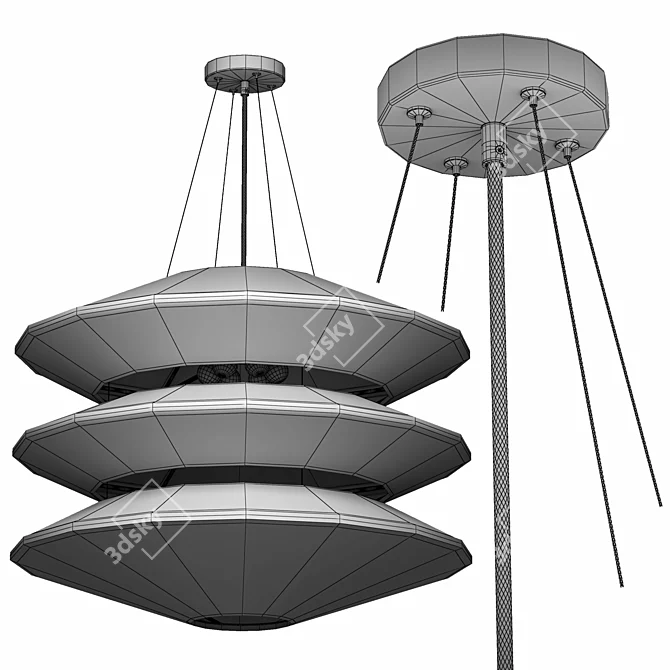 Elegant Kyoto Chandelier Light Fixture 3D model image 5