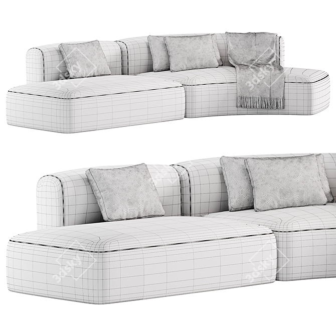 Elegant Cosy Curve Sofa Design 3D model image 4