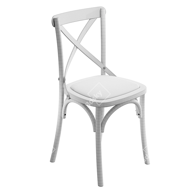 Solid Birch Wood Chair 3D model image 2