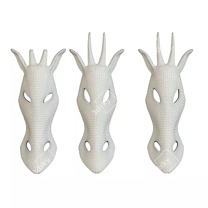 Handcrafted African Giraffe Mask 3D model image 2