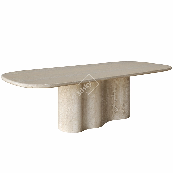 Travertine Undulate Dining Table 3D model image 2