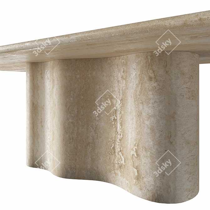 Travertine Undulate Dining Table 3D model image 3