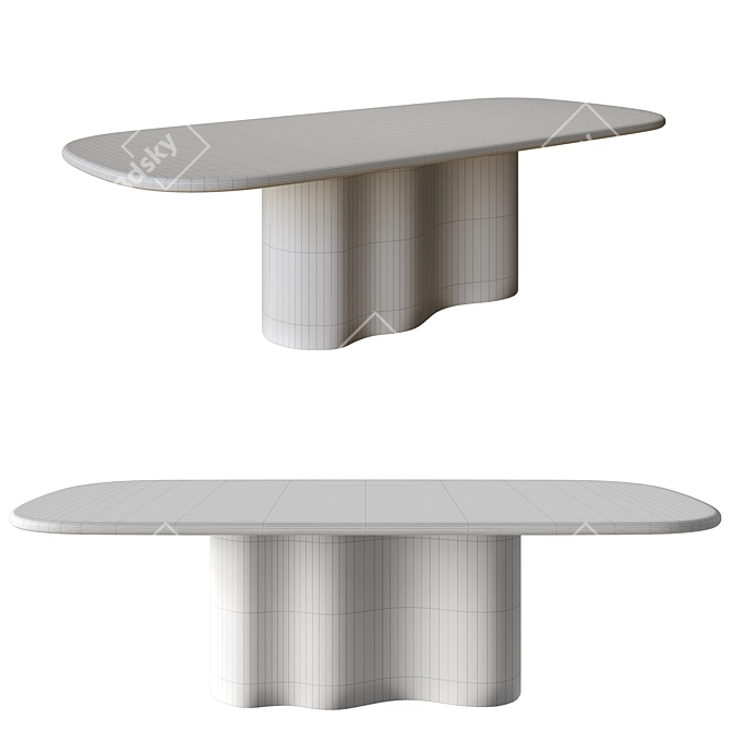 Travertine Undulate Dining Table 3D model image 4