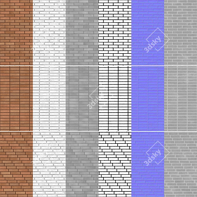 Seamless Brick Texture Set 3D model image 5