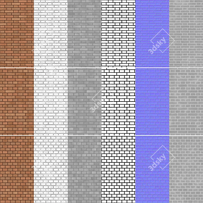 Seamless Brick Texture Set 3D model image 6