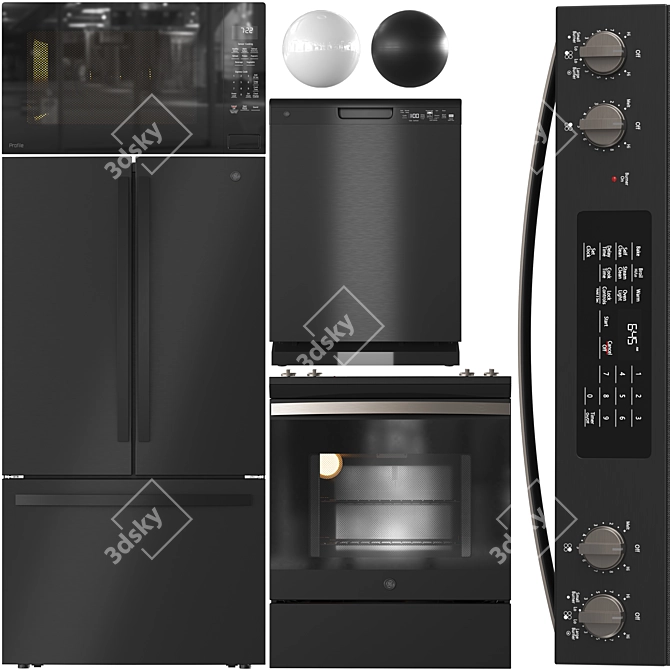 GE Appliance Bundle Black White 3D model image 1