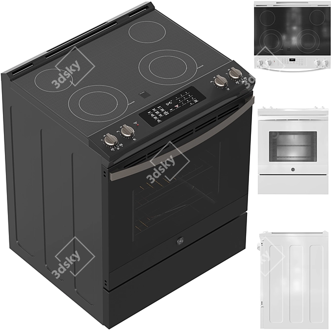 GE Appliance Bundle Black White 3D model image 2