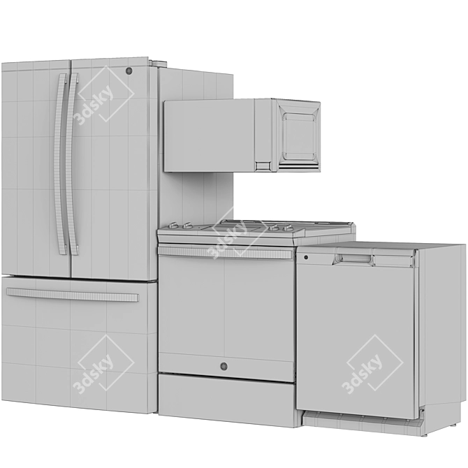 GE Appliance Bundle Black White 3D model image 7