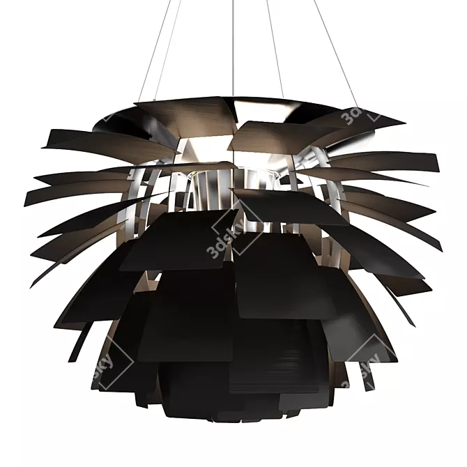 Modern Black Artichoke Pendant Light 3D model image 1