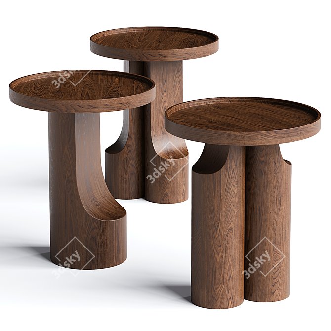 Walnut Sofa Table Design 3D model image 1