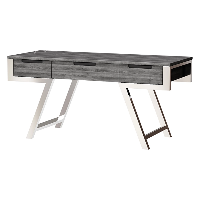 Modern Elm Grey Office Desk 3D model image 1