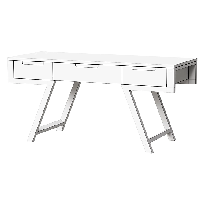 Modern Elm Grey Office Desk 3D model image 2