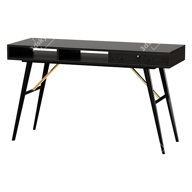 Sleek Oak & Gold Desk 3D model image 1