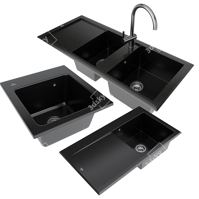 Sleek Ceramic Sink by Villeroy 3D model image 1