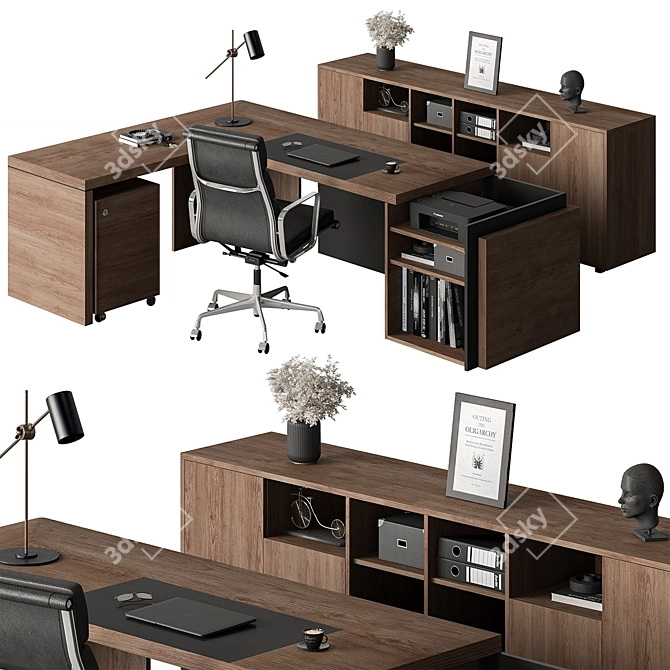 Executive Desk and Chair Set 3D model image 1