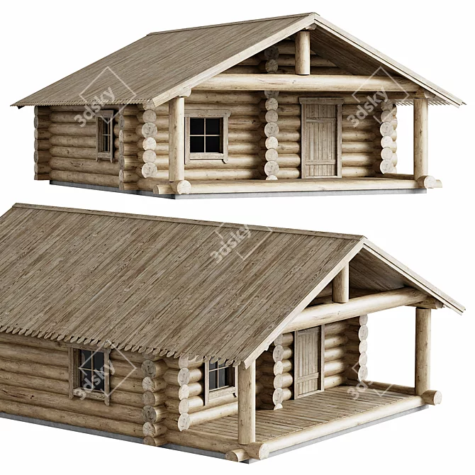 Rustic Log Cabin Hideaway 3D model image 1