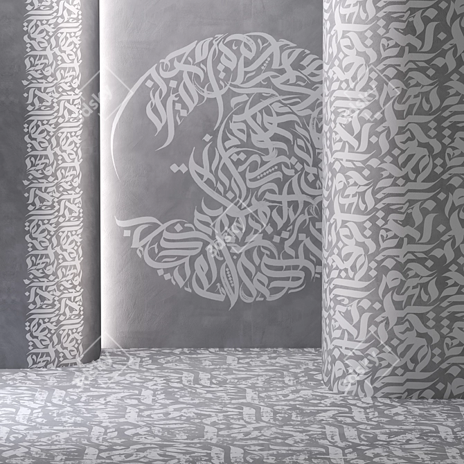 Seamless Calligraphy Plaster Materials 3D model image 3