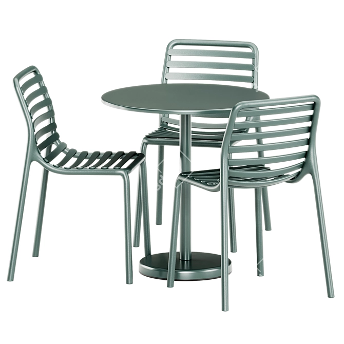 Sleek Steel Cafe Table & Chair 3D model image 2