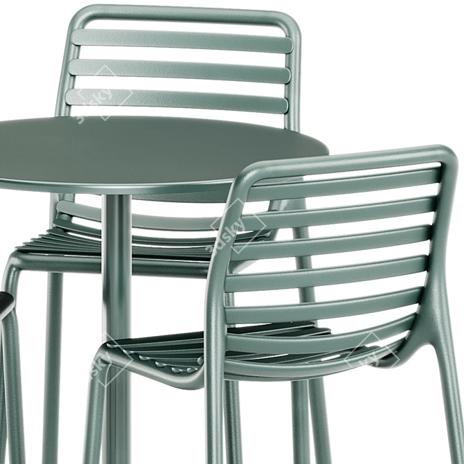 Sleek Steel Cafe Table & Chair 3D model image 4