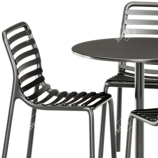 Sleek Steel Cafe Table & Chair 3D model image 5