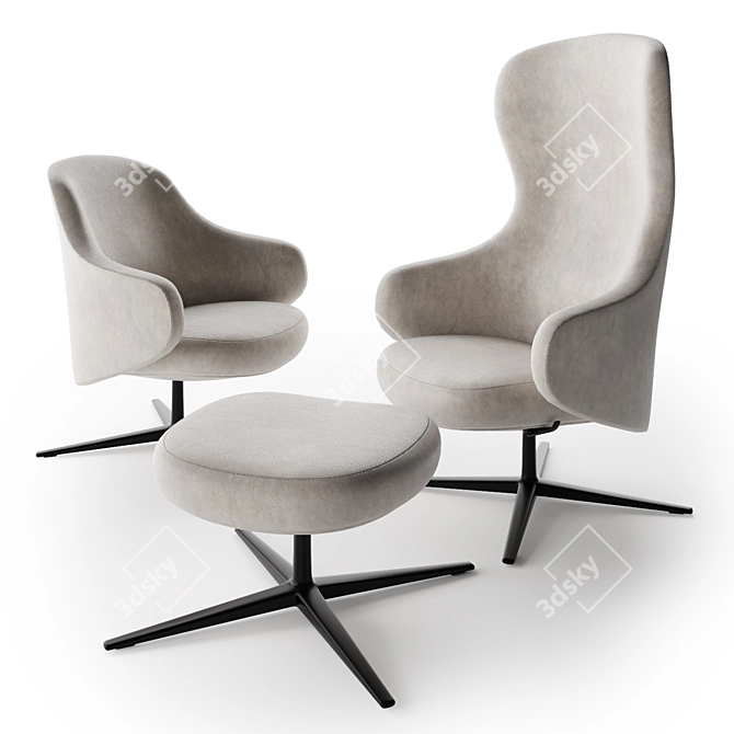 Sleek Reclining Lounge Chair 3D model image 4