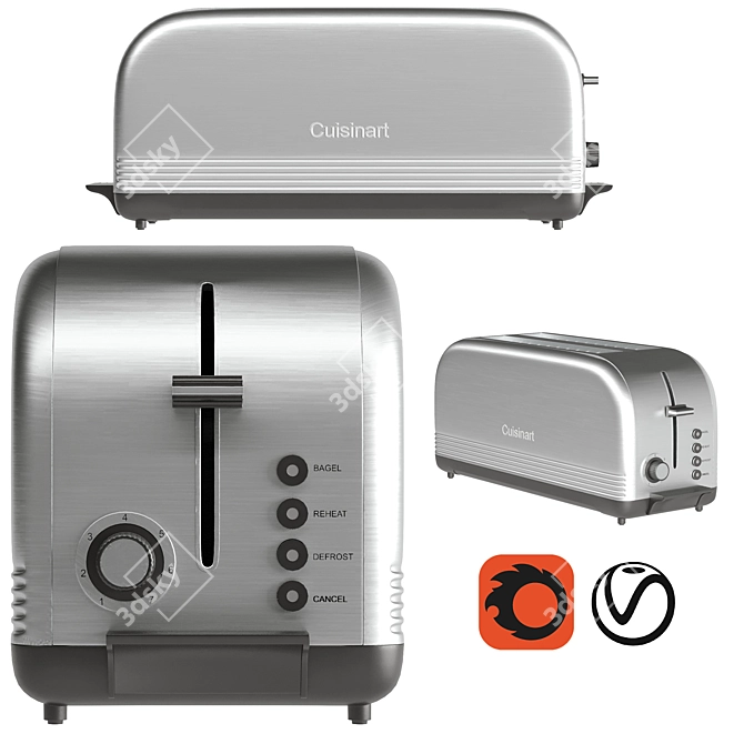 Cuisinart Appliance Bundle: Juicer, Toaster, Blender 3D model image 2