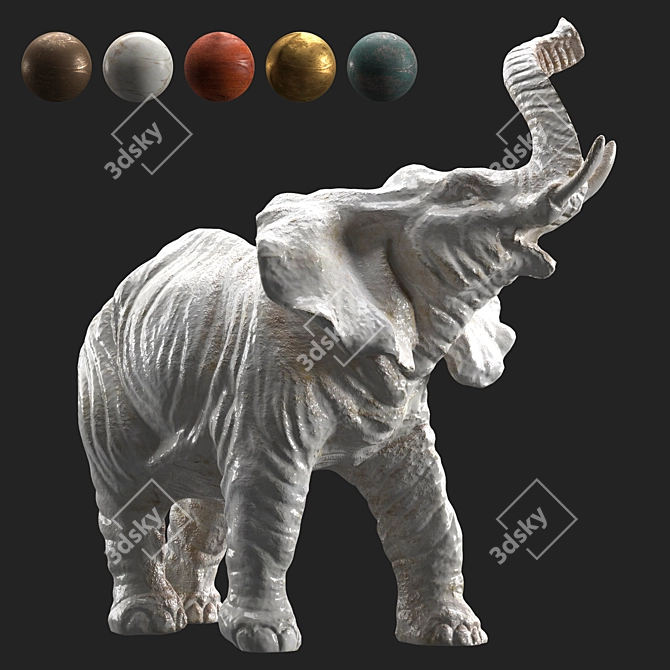 Vintage Elephant Brass Sculpture 3D model image 4