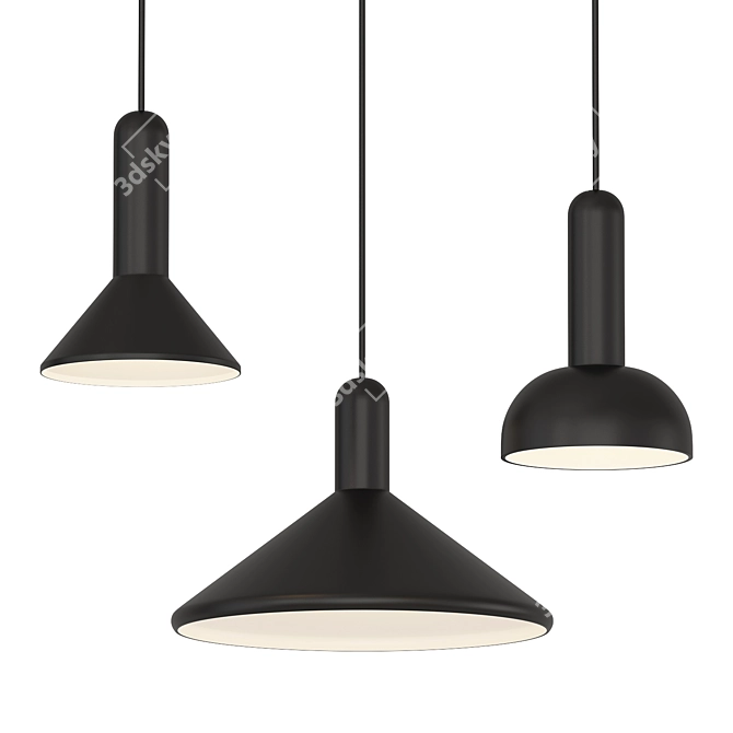 Small Black Pendant Light Fixture 3D model image 1