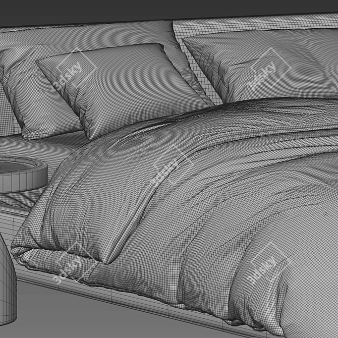 Elegant Softland Bed with UV Mapping 3D model image 3