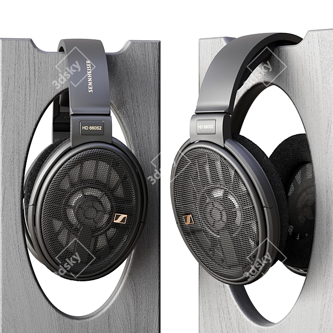 Premium Audio Headphone Set with Stand 3D model image 2