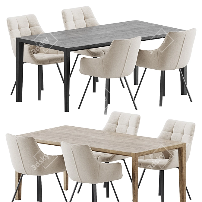 Modern Dining Set: Table & Chairs 3D model image 2