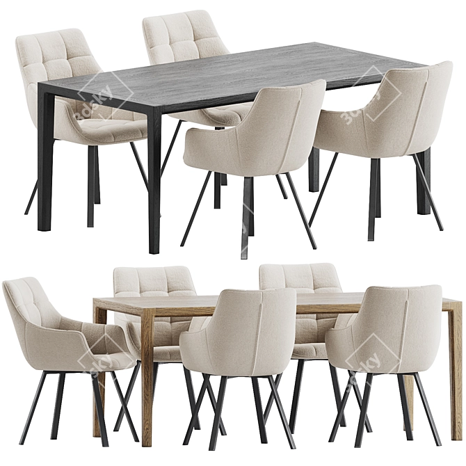 Modern Dining Set: Table & Chairs 3D model image 3