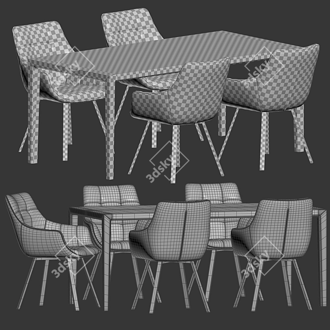 Modern Dining Set: Table & Chairs 3D model image 4