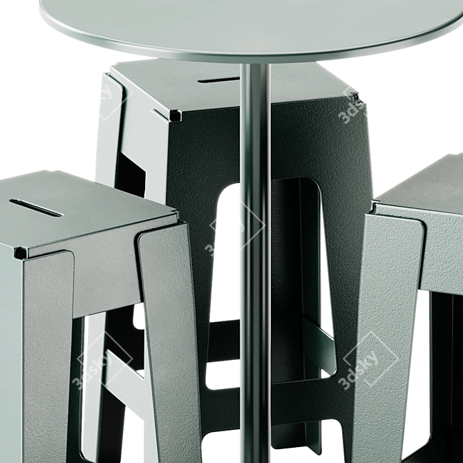  Modern Butter Bar Stool & Linear Cafe Table 3D model image 3