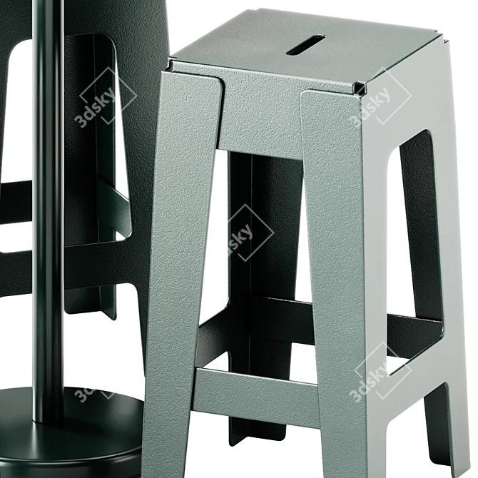  Modern Butter Bar Stool & Linear Cafe Table 3D model image 5