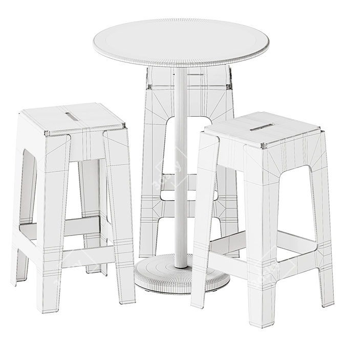  Modern Butter Bar Stool & Linear Cafe Table 3D model image 6