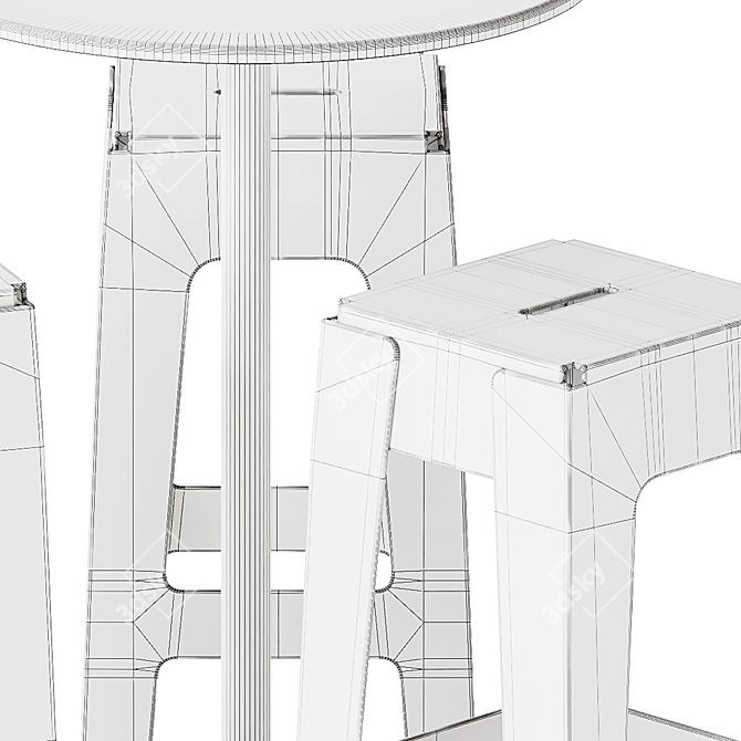  Modern Butter Bar Stool & Linear Cafe Table 3D model image 7