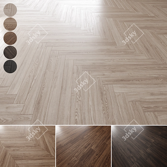 Premium Oak Parquet Flooring Pack 3D model image 1