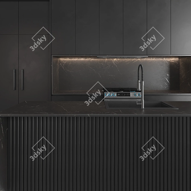  Modern Kitchen 3D Model 3D model image 2