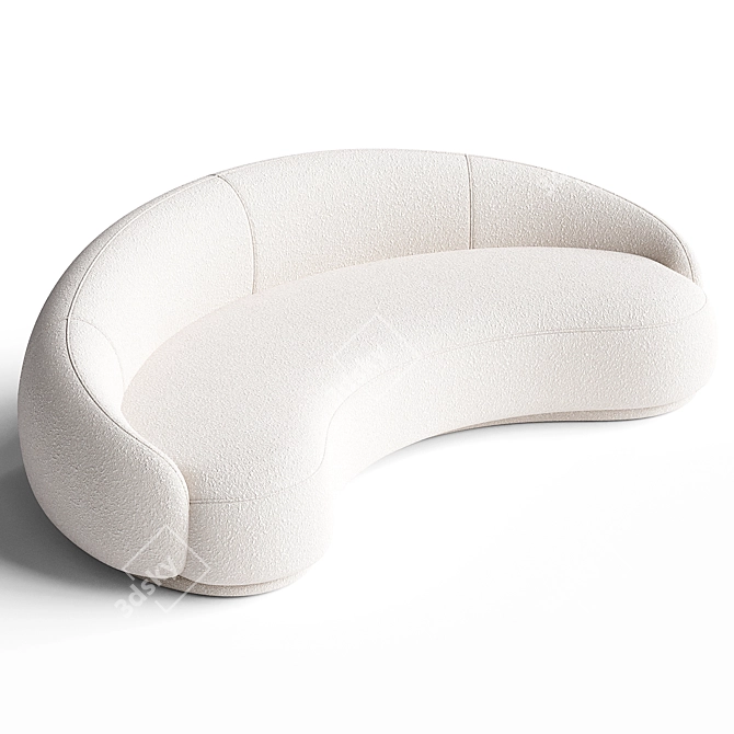 Chic Curved Bouclé Sofa 3D model image 2