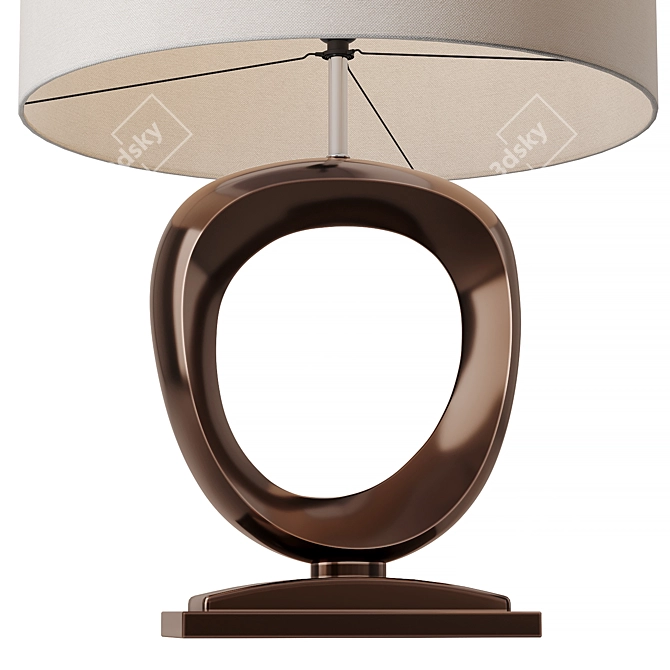 Circular Bronze Handcrafted Ceramic Lamp 3D model image 2