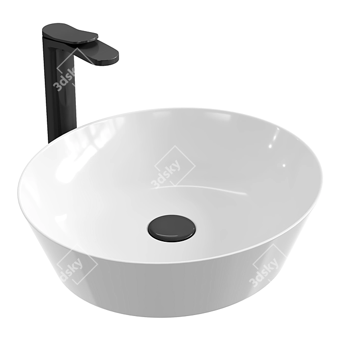 Glossy White REA Saga Washbasin 3D model image 1